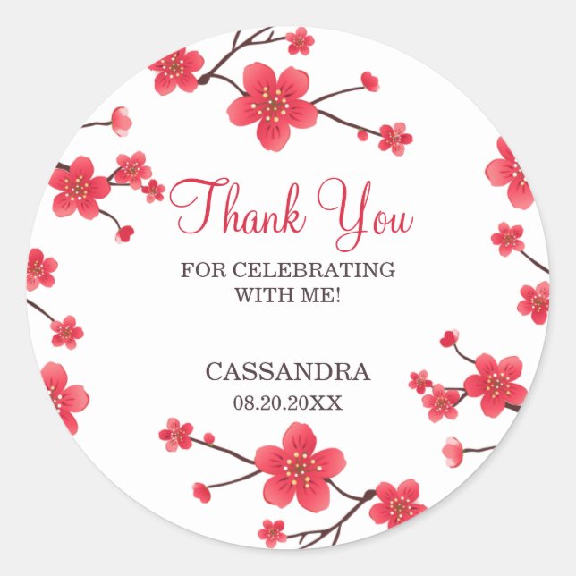 Adesivo Redondo Blossom Sakura Floral Aniversário do Blossom Sakur (Frente)