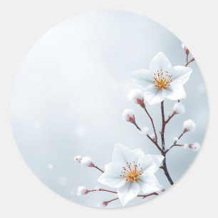Adesivo Redondo Blossomas de inverno e Detalhes Congelados