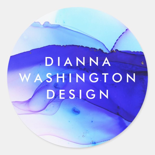 Adesivo Redondo Blot de cor azul personalizado (Frente)