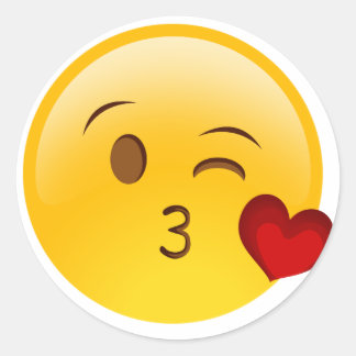 Adesivo Redondo Blow um beijo emoji.