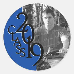 Adesivo Redondo Blue 2019 Graduation Class com Photo