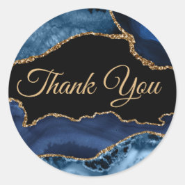 Adesivo Redondo Blue Agate Obrigado Classic Round Sticker