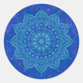 Adesivo Redondo Blue and Aqua Mandala Sticker