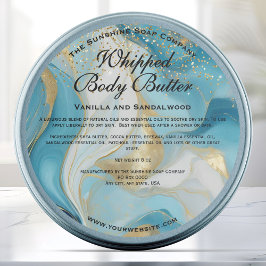 Adesivo Redondo Blue and Gold Glitter Body Butter Jar Label