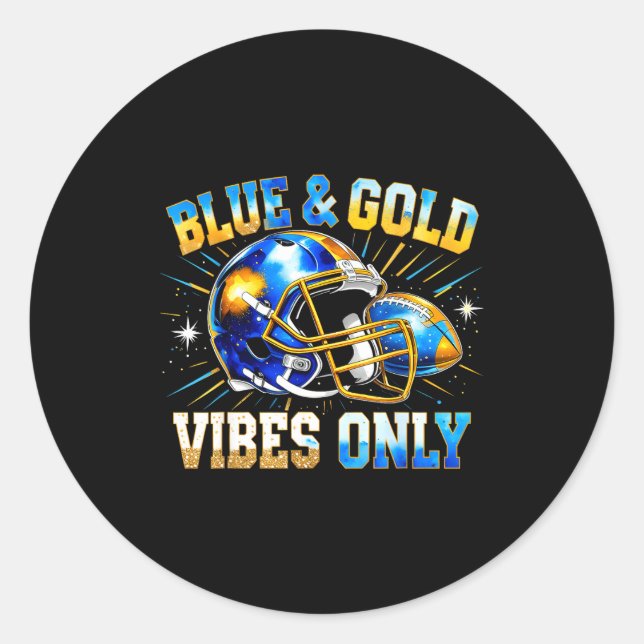 Adesivo Redondo Blue And Gold Vibes Only Football Fan Gift  (Frente)