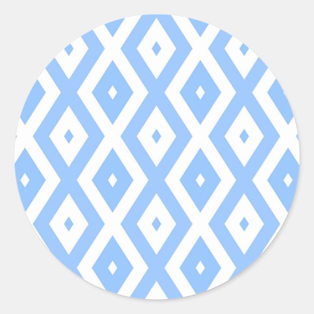 Adesivo Redondo Blue and white diamond pattern (Frente)
