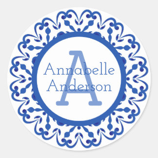 Adesivo Redondo Blue and White Talavera Personalize Sticker