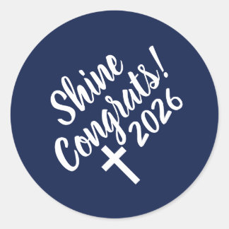 Adesivo Redondo Blue and White Time to Shine Graduation 2026