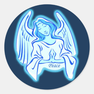 Adesivo Redondo Blue Angel Of Peace Stickers