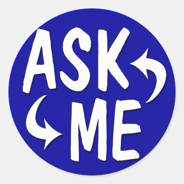 Adesivo Redondo Blue Ask Me Stickers (Frente)