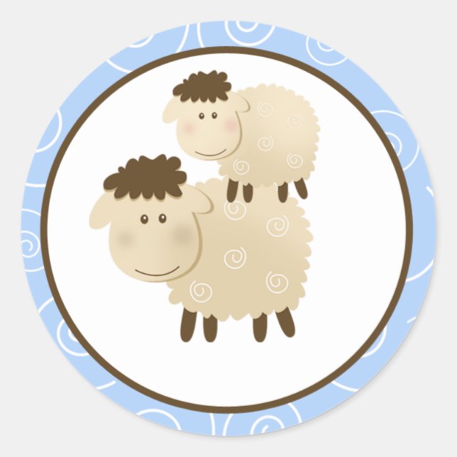 Adesivo Redondo Blue Baa Baa Sheep Envelope Seals / Toppers 20 (Frente)