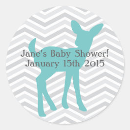 Adesivo Redondo Blue Baby Deer and Cinza Chevron Stickers