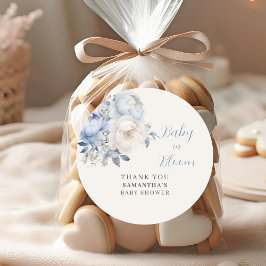 Adesivo Redondo Blue Baby In Bloom Floral Boy Chá de fraldas