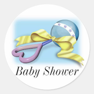 Adesivo Redondo Blue Baby Rattle É um menino
