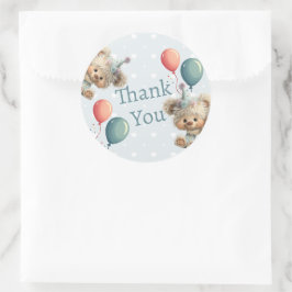 Adesivo Redondo Blue Balloon Hedgehogs Celebration