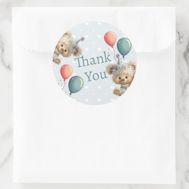 Adesivo Redondo Blue Balloon Hedgehogs Celebration (Bolsa)