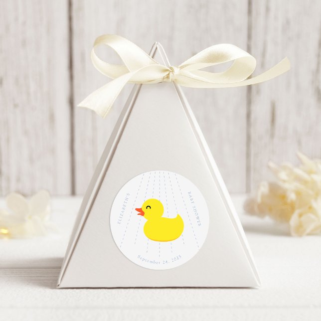Adesivo Redondo Blue Bathtub Yellow Rubber Duck Baby Shower (Criador carregado)