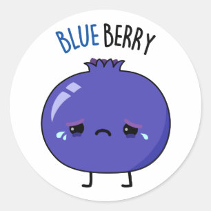 Adesivo Redondo Blue Berry Cute Blueberry Pun