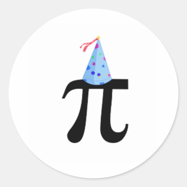 Adesivo Redondo Blue Birthday Pi Sticker (Frente)