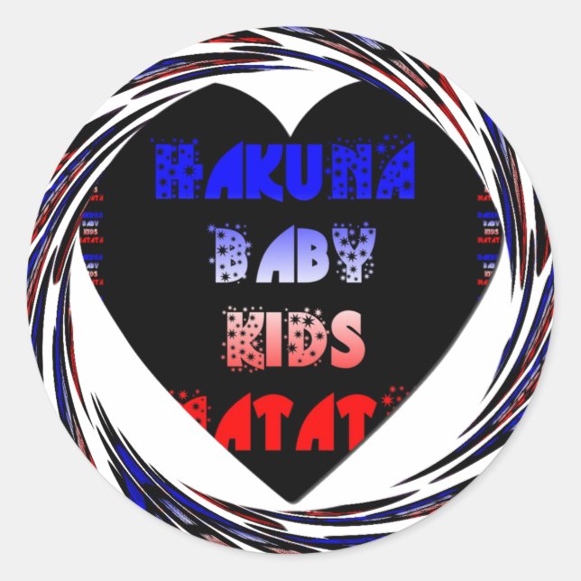 Adesivo Redondo Blue Black Hakuna Matata Baby Kids Design.png (Frente)