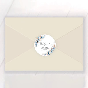 Adesivo Redondo Blue Boho Floral Classk Round Sticker