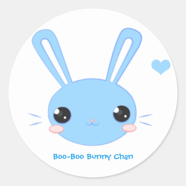Adesivo Redondo Blue Boo Bunny Chan Stickers (Frente)