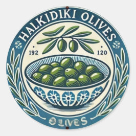 Adesivo Redondo Blue Bowl Greek Olive Picture Design