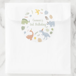 Adesivo Redondo Blue Boy Boho Dinosaur Birthday