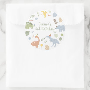 Adesivo Redondo Blue Boy Boho Dinosaur Birthday