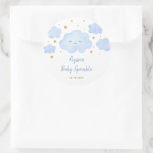 Adesivo Redondo Blue Boy Cloud Stars Baby Sprinkle
