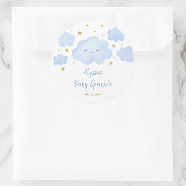 Adesivo Redondo Blue Boy Cloud Stars Baby Sprinkle (Bolsa)