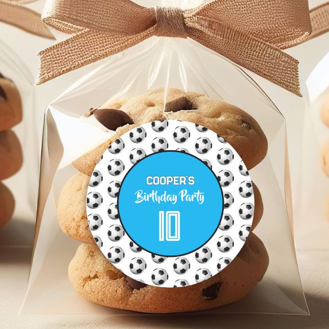 Adesivo Redondo Blue Boy Soccer Birthday Party (Criador carregado)