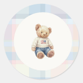 Adesivo Redondo Blue boy teddy bear sticker
