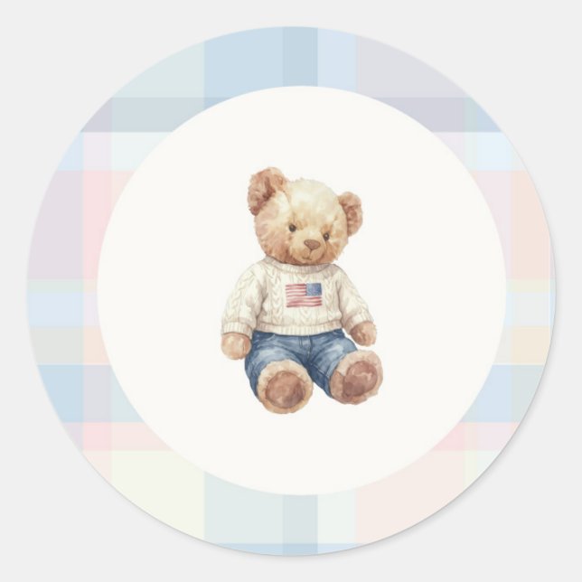Adesivo Redondo Blue boy teddy bear sticker (Frente)