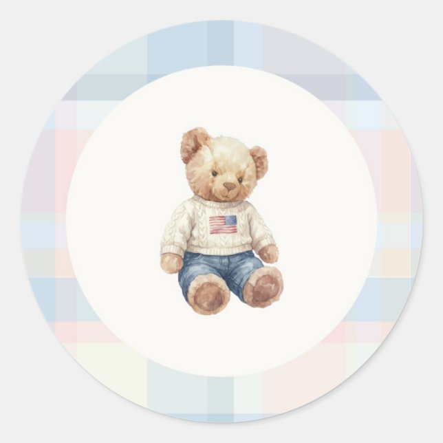 Adesivo Redondo Blue boy teddy bear sticker (Frente)