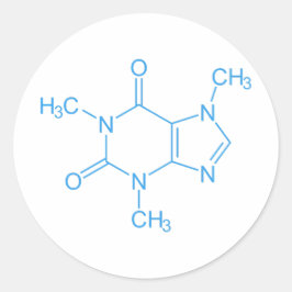 Adesivo Redondo Blue Caffeine Molecule