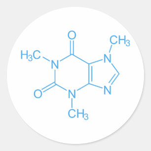 Adesivo Redondo Blue Caffeine Molecule