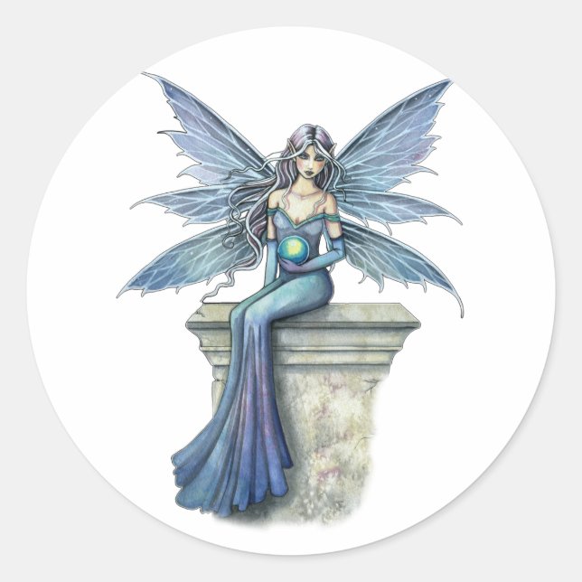 Adesivo Redondo Blue Celeste Fairy Stickers por Molly Harrison (Frente)