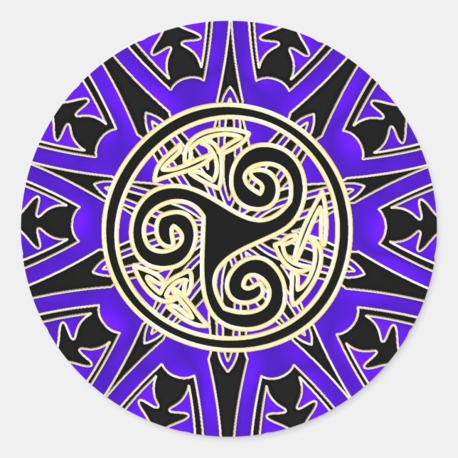 Adesivo Redondo Blue Celtic Triskele Mandala Sticker (Frente)