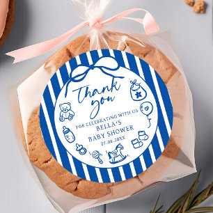 Adesivo Redondo Blue Ciao Baby Italiana Chá de fraldas Sticker