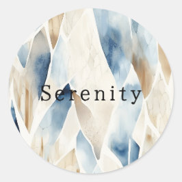 Adesivo Redondo Blue Cream Ivory Abstrato Beach