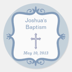 Adesivo Redondo Blue Cross Baptism Round Sticker