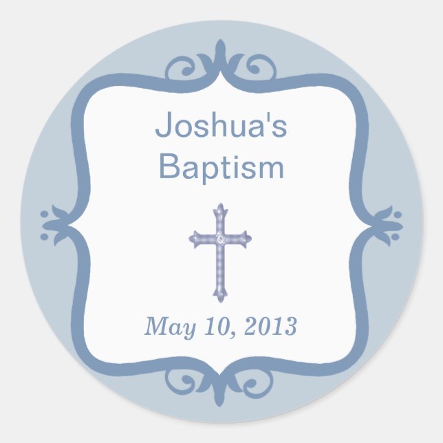 Adesivo Redondo Blue Cross Baptism Round Sticker (Frente)