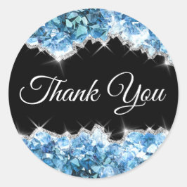 Adesivo Redondo Blue Crystals Obrigado Sticker