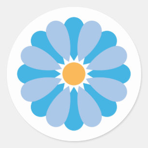 Adesivo Redondo Blue Daisy Sticker