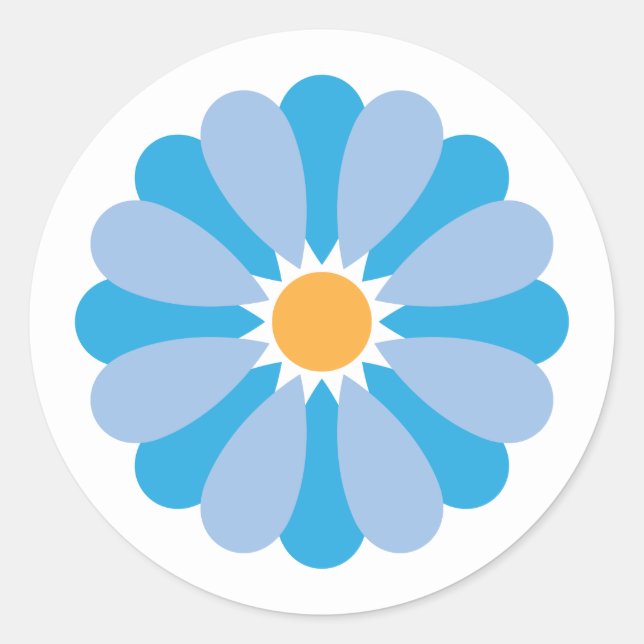 Adesivo Redondo Blue Daisy Sticker (Frente)