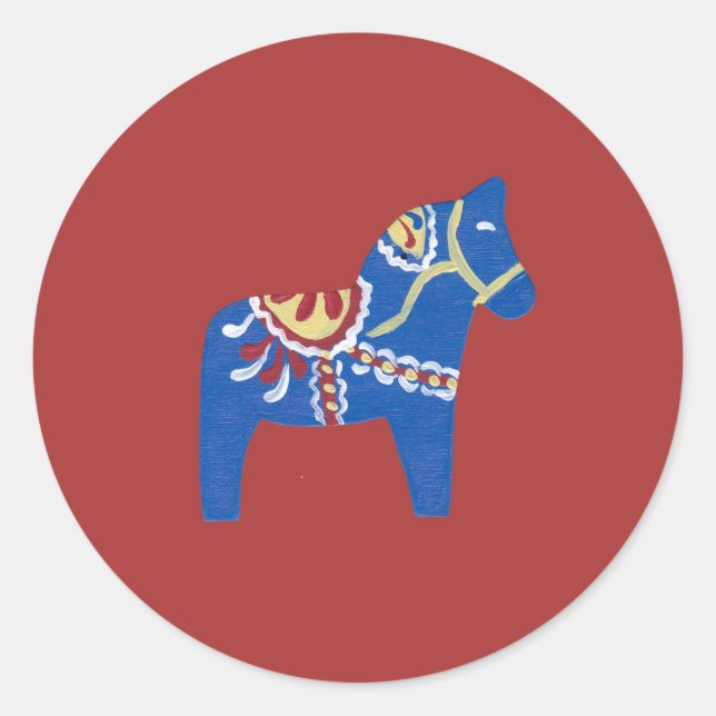 Adesivo Redondo Blue Dala Horse (Frente)