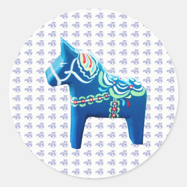 Adesivo Redondo Blue Dala Horse (Frente)