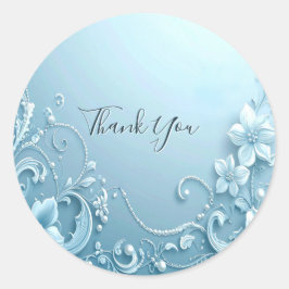 Adesivo Redondo Blue Decorative Floral Sticker