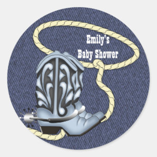 Adesivo Redondo Blue Denim e Cowboy Boots Vinheiros